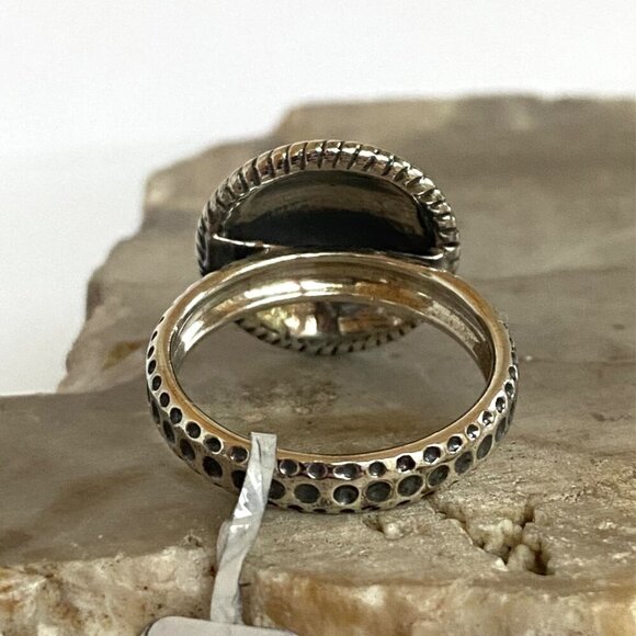 Signed D'Joy Sterling Silver 925 Round Hammered Disc Textured Band Ring Sz 8.75 - Picture 7 of 16